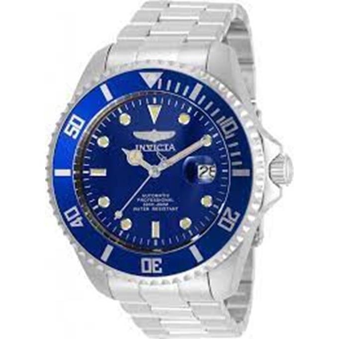 Invicta Men`s Pro Diver Collection Coin-edge Automatic Blue Dial Watch 35718 - Dial: Blue, Band: Silver