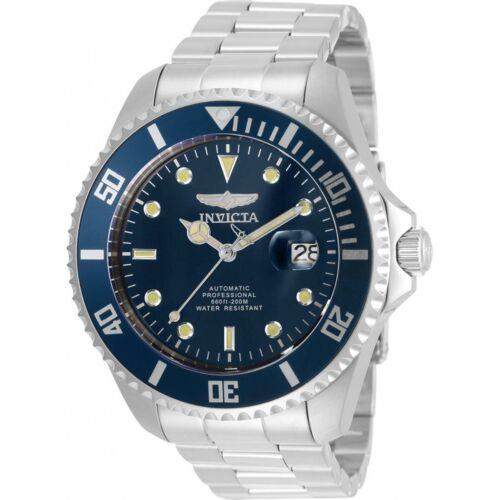 Invicta Men`s Watch Pro Diver Navy Blue Dial Steel Bracelet Rotating Bezel 35721