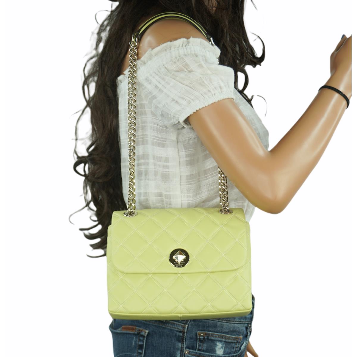 Kate Spade New York Natalia Small Flap Smooth Quilted Crossbody Bag Yellow(Frosty Lime)