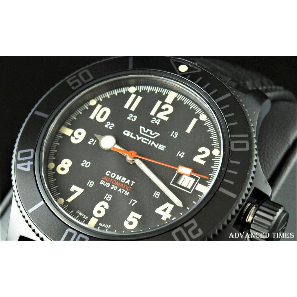 Pre-invicta Glycine 42mm Combat Sub Swiss Made Automatic Sapphire Watch GL0244
