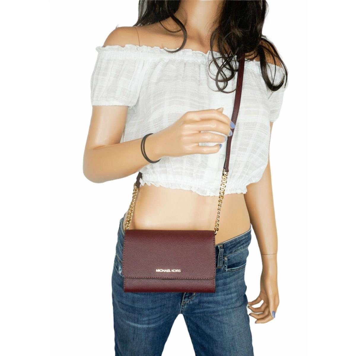 Michael Kors Jet Set Travel Phone Shoulder Crossbody Bag Clutch Merlot