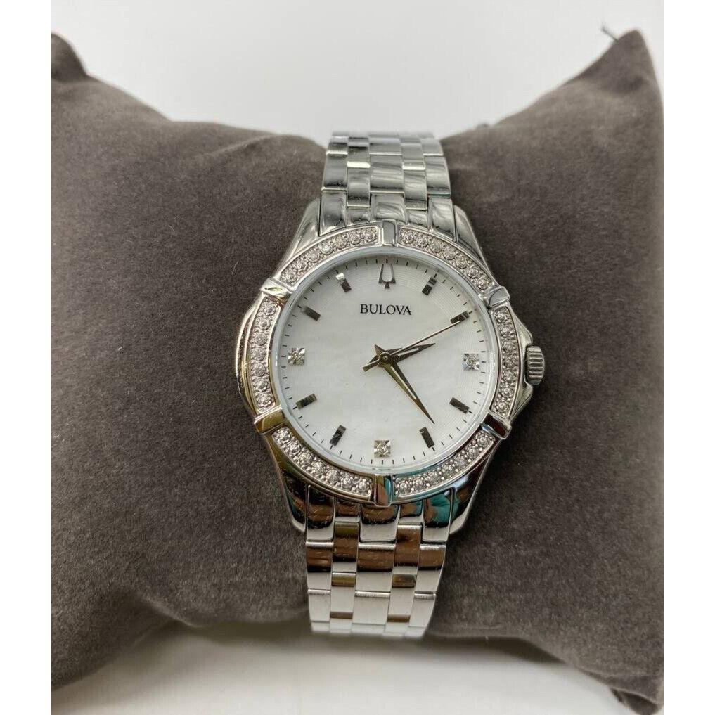 Bulova Women`s Diamond Mother of Pearl Dial Watch 96R233 WT-16 WT-15