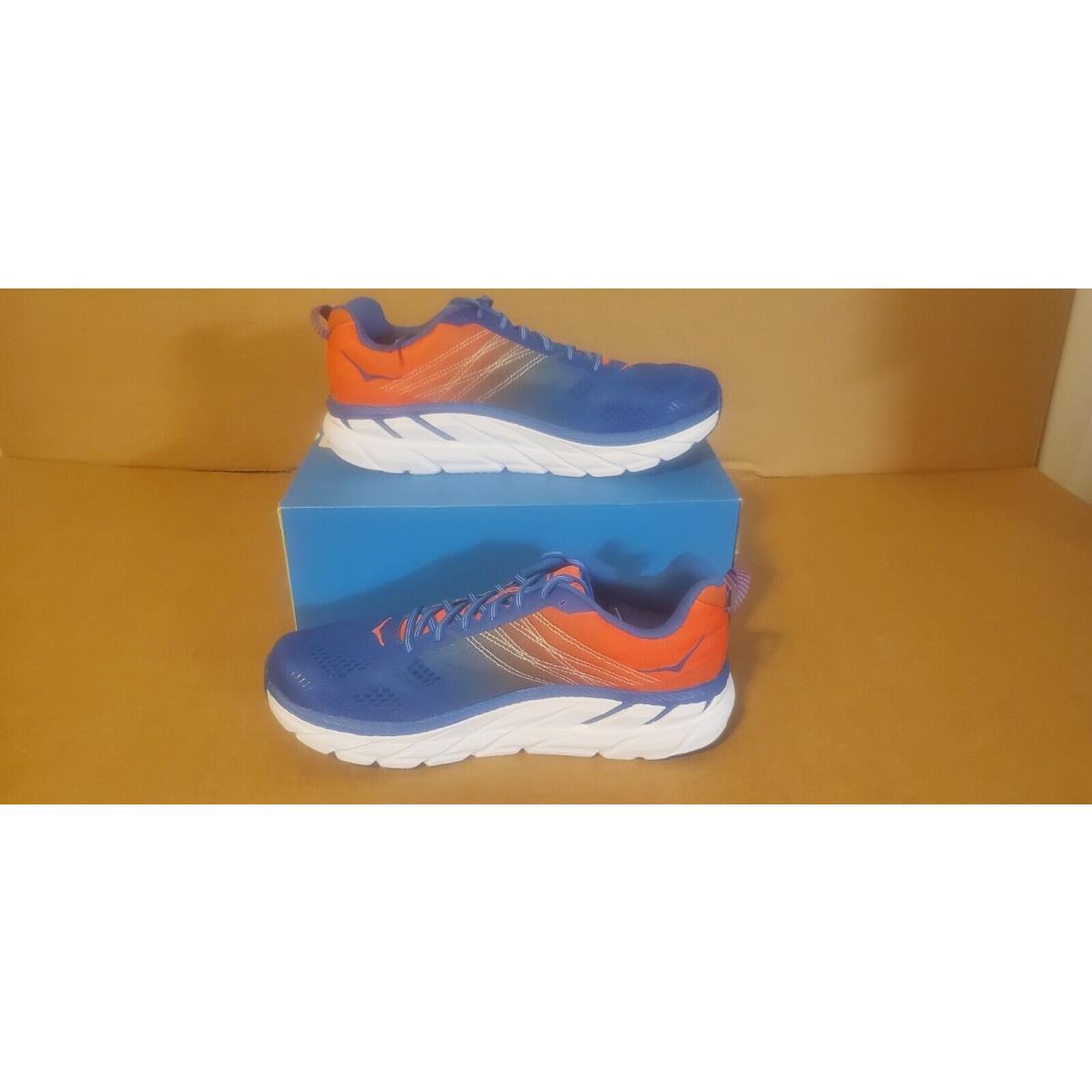 Hoka One One Clifton 6 Running Shoes Men Mandarin Red Indigo Blue Size 11.5