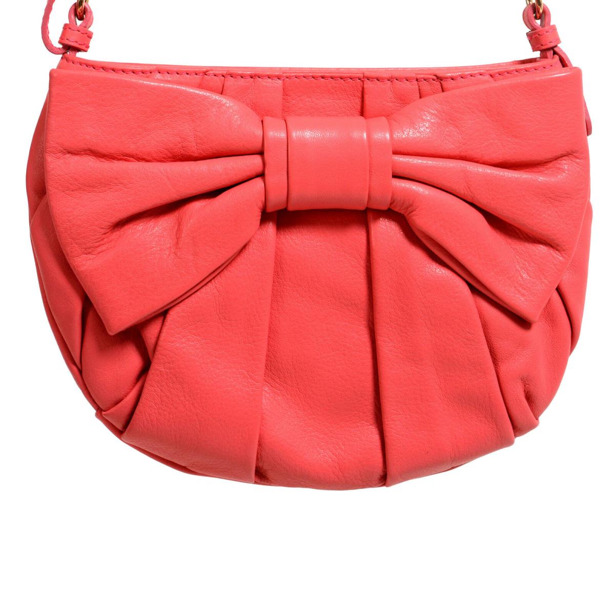 Red Valentino Women`s Pink Leather Bow Decorated Shoulder Bag