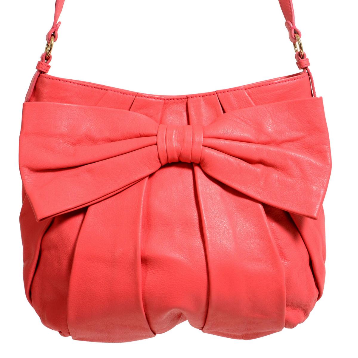 Red Valentino Women`s Pink Bow Decorated Leather Shoulder Bag