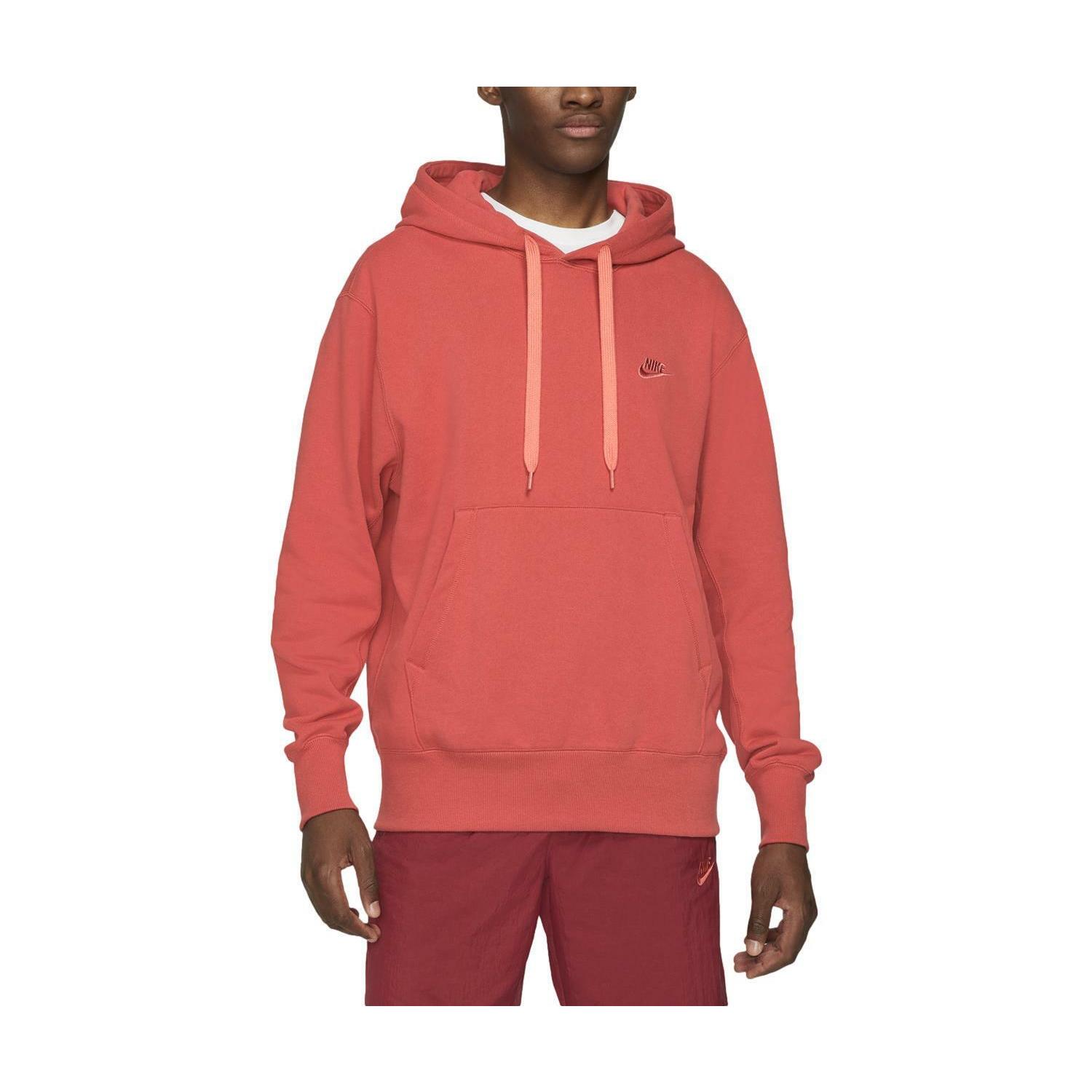 Nike Sportswear Men`s Classic Fleece Pullover Hoodie Lobster DA0023-605