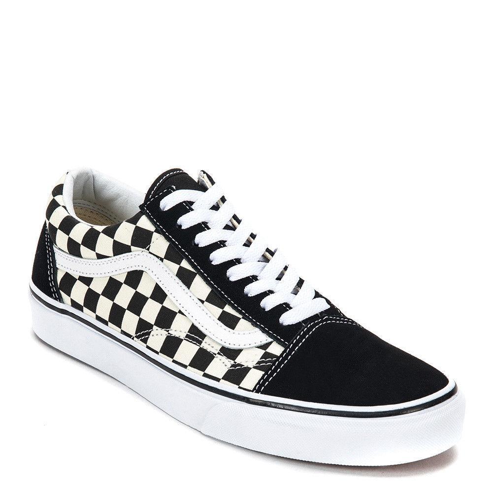 Vans Primary Check Checkerboard Shoes Classic Canvas/suede Mens Old Skool - Black, Manufacturer: black