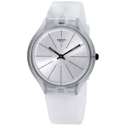 Swatch Skintonic Grey Dial White Silicone Ladies Watch SVOS101