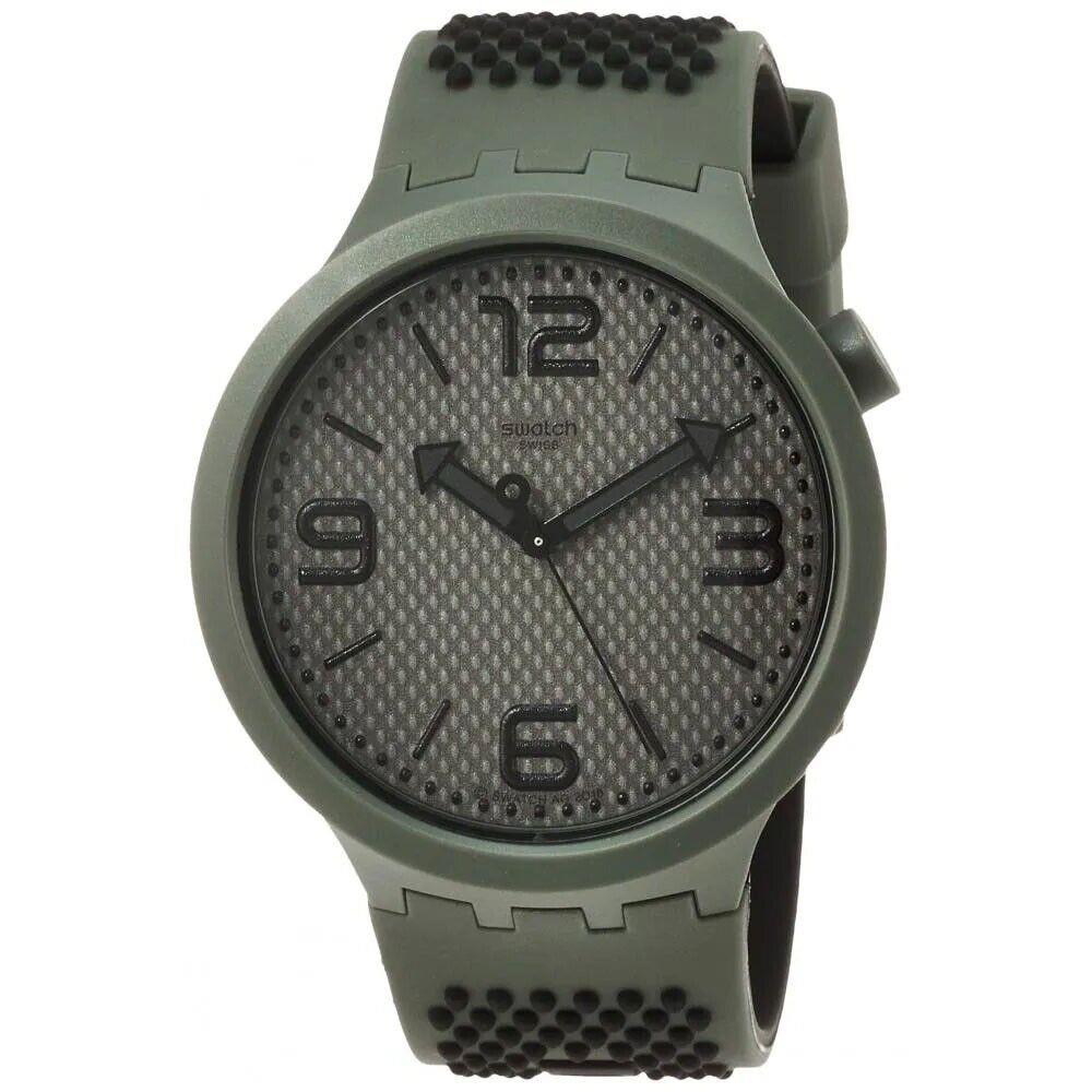 Swiss Swatch Big Bold Bbbubbles Green Silicone Watch 47mm SO27M100 - Face: Green, Dial: Green, Band: Green with black 3D prints