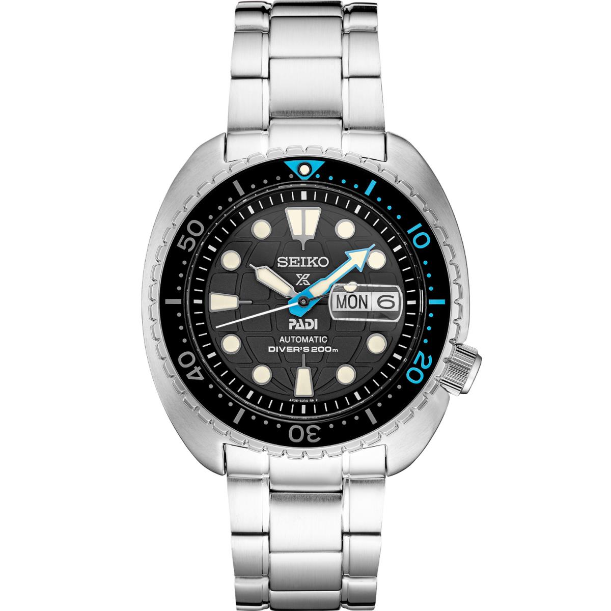 Seiko Men`s Prospex Automatic Black Dial Silver Tone Watch SRPG19