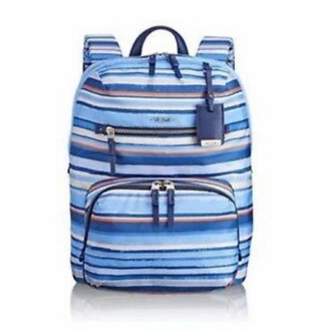 Tumi Blue Stripe Voyageur Halle Backpack Nylon 14 x10 Laptop 12 484758MBS - Blue Exterior
