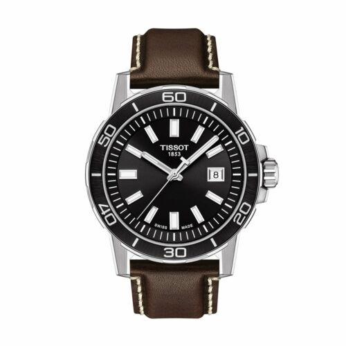 Tissot Supersport Gent Black Dial Brown Leather Strap Watch T125.610.16.051.00