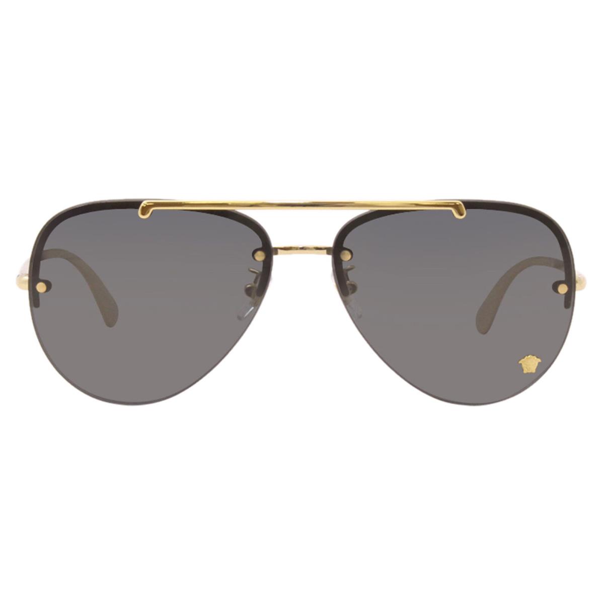 Versace VE2231 1002/87 Sunglasses Women`s Gold/dark Grey Lenses Pilot Shape 60mm - Frame: Gold, Lens: Gray