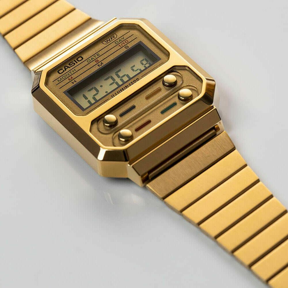 Casio Vintage A100 Series Gold Retro Style Digital Classic Watch A100WEG-9A
