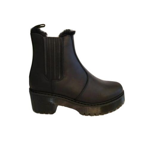 Women`s Shoes Dr. Martens Rometty Faux Fur Leather Platform Boots 26198001 Black