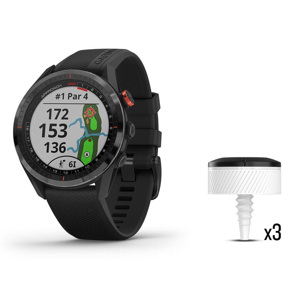 Garmin Approach S62 Gps Golf Smartwatch with 41 000 Courses Virtual Caddie Black with CT10 Sensors