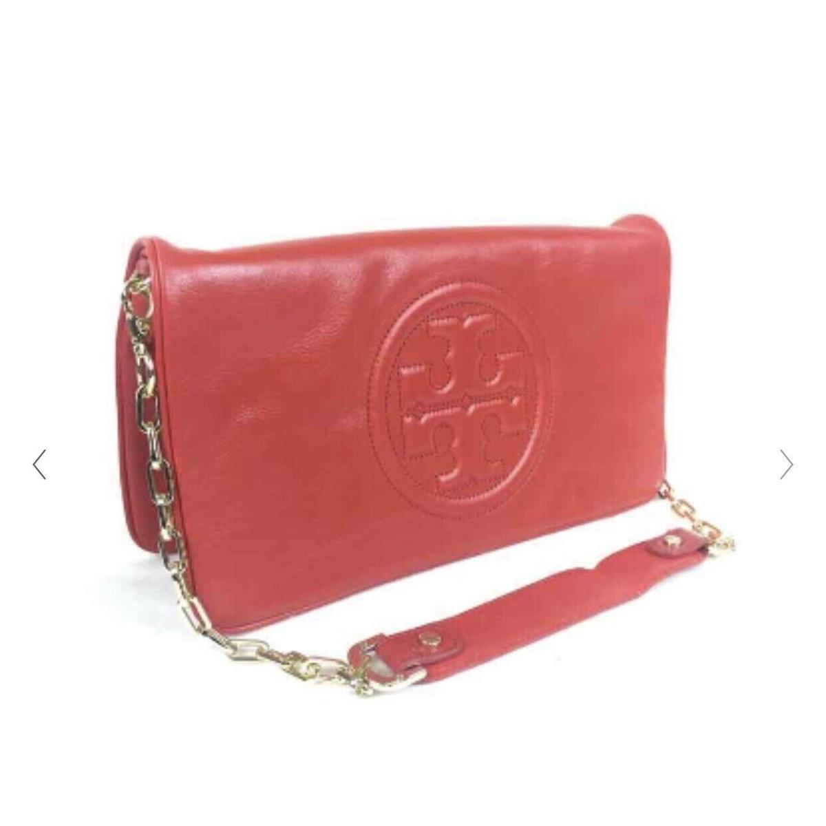 Tory Burch Bombe Reva Tory Red Leather Clutch and Shoulder Bag