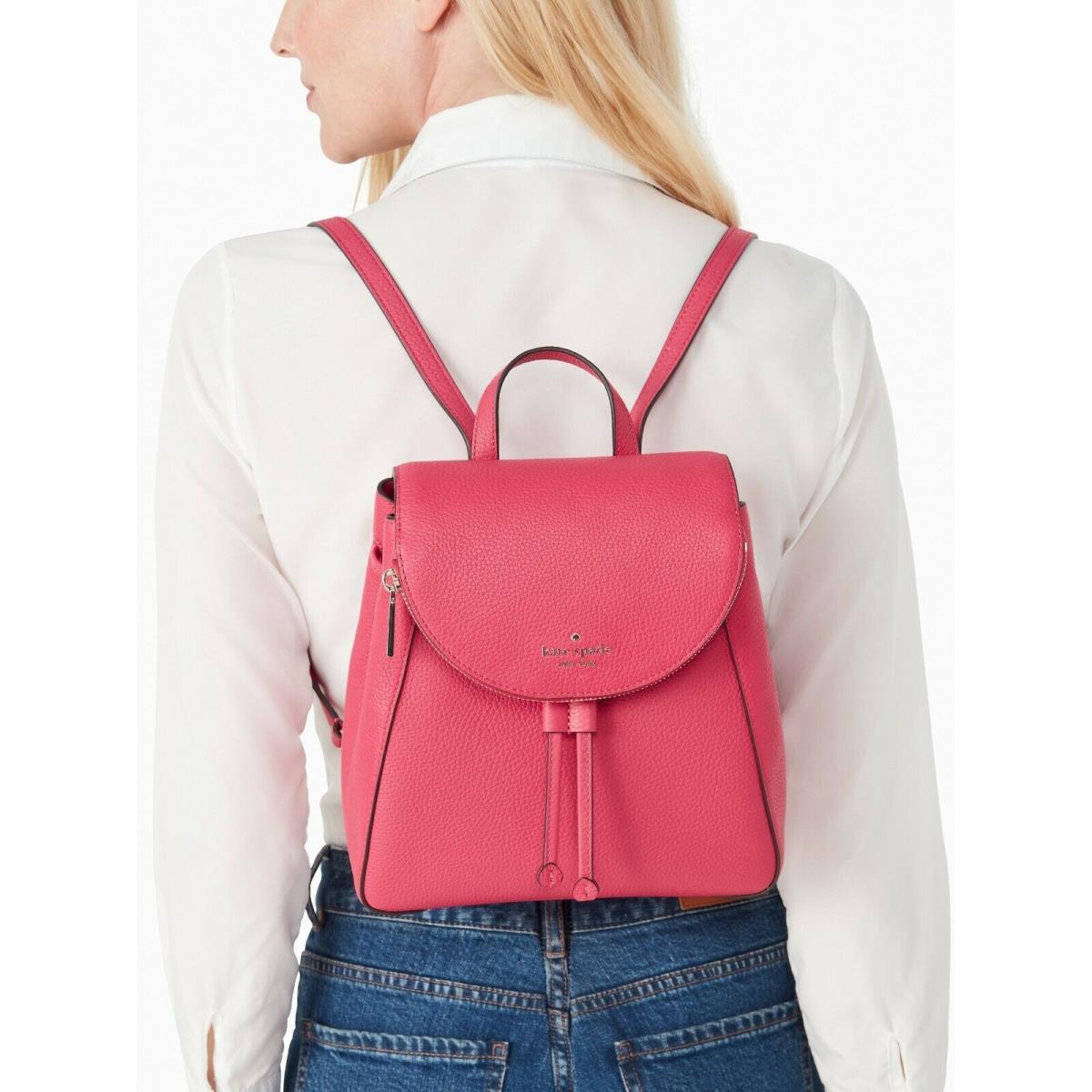 Kate Spade Leila Pink Rose Leather Flap Backpack WKR00327 Retail FS Y