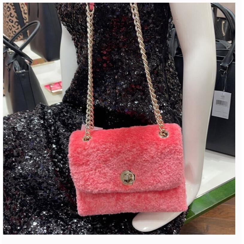 Kate Spade Natalia Faux Fur Small Flap Crossbody Shoulder Bag Bright Blush  K4666 - Kate Spade bag - 051507525251 | Fash Brands