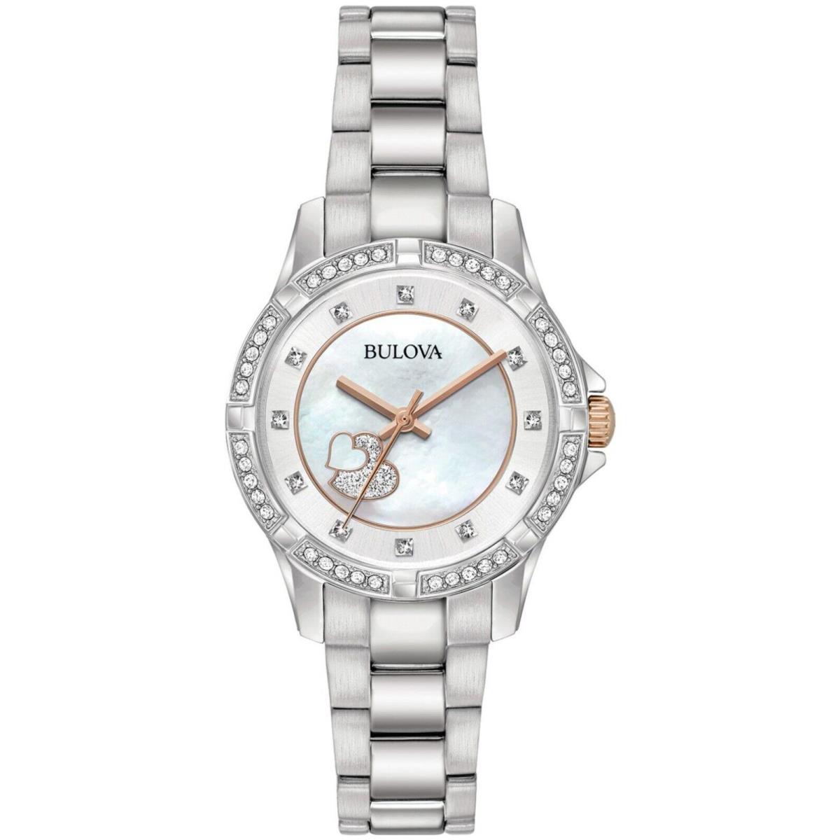 Bulova Women`s Crystal Quartz Gemmed Silver Stainless Steel Watch 30 MM 98L232