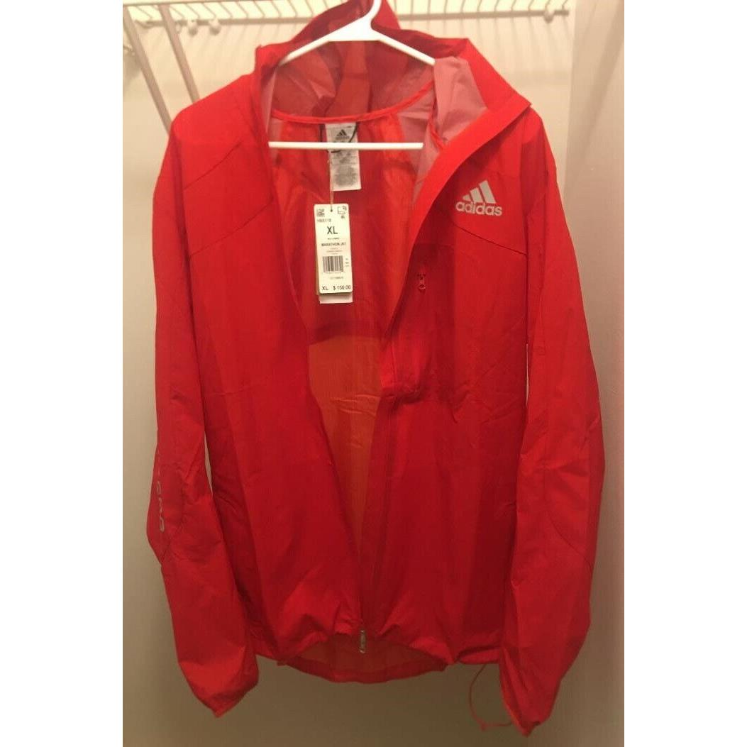 Adidas Marathon Jacket Zipper Coat Running Carrera XL Xlarge Red
