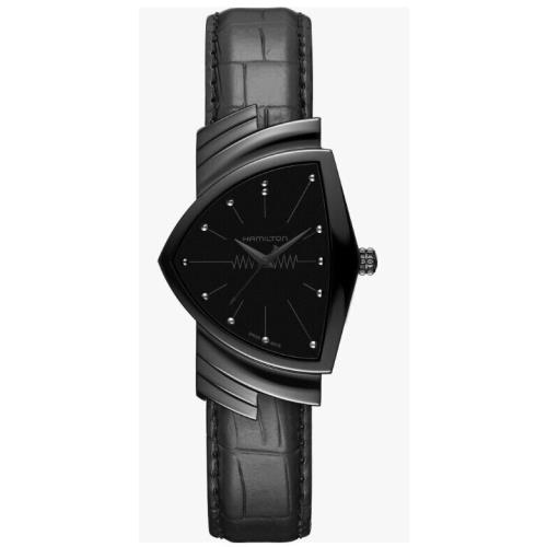 Hamilton Ventura Quartz Asymmetric Full Black Dial Men`s Watch H24401731