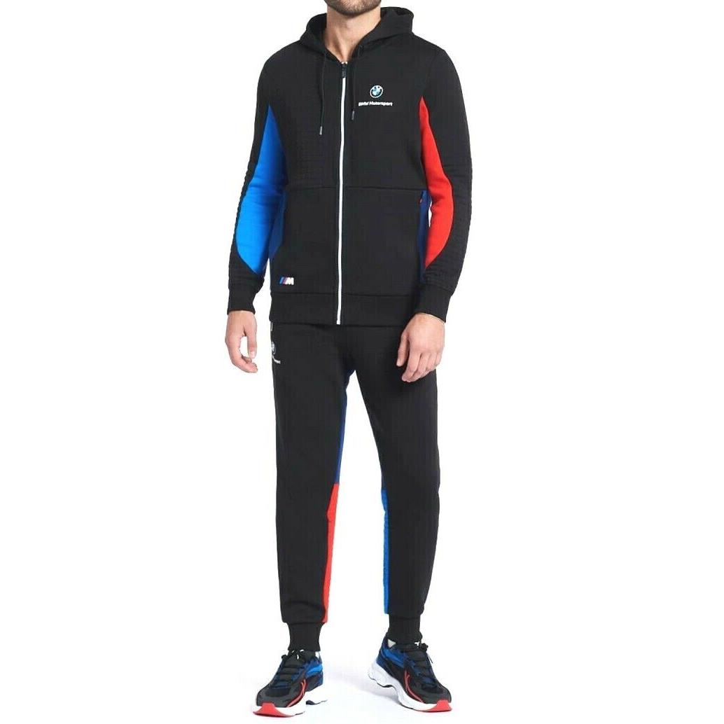 Puma Brand Bmw Motorsport Men`s Full Zip Hoodie Jacket Pants Tracksuits Black-Marina Blueprint-High Risk