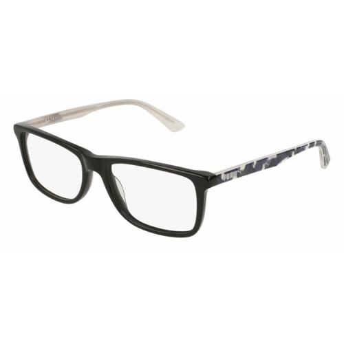 Puma PJ 0020O 001 Black White Rectangle Kids Eyeglasses