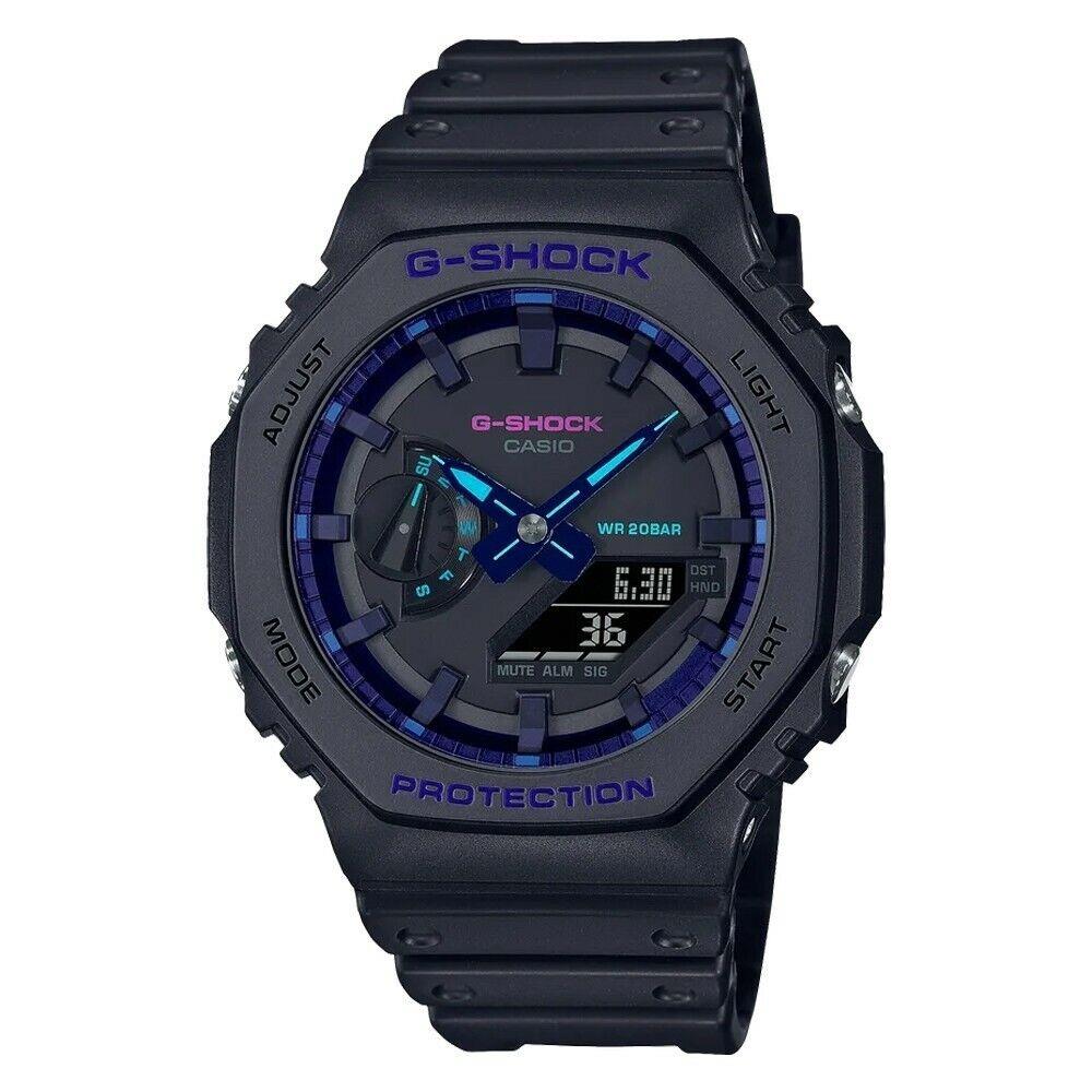 New- Casio G-shock Analog / Digital Black / Blue-violet Watch GA2100VB-1A