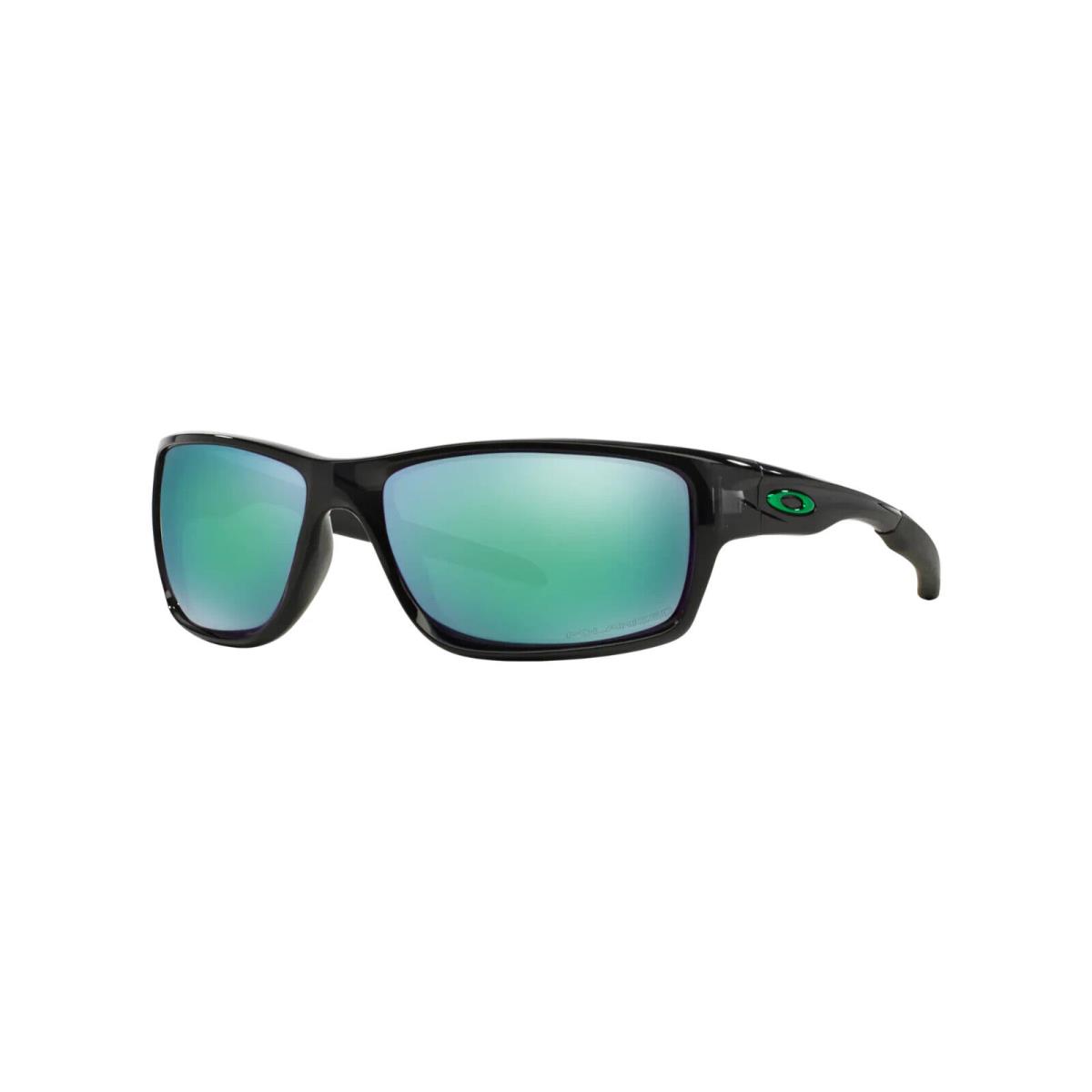 Oakley OO9225-04 Canteen Sunglasses Polished Black Frame Jade Iridium Polarized - Frame: Black, Lens: Green