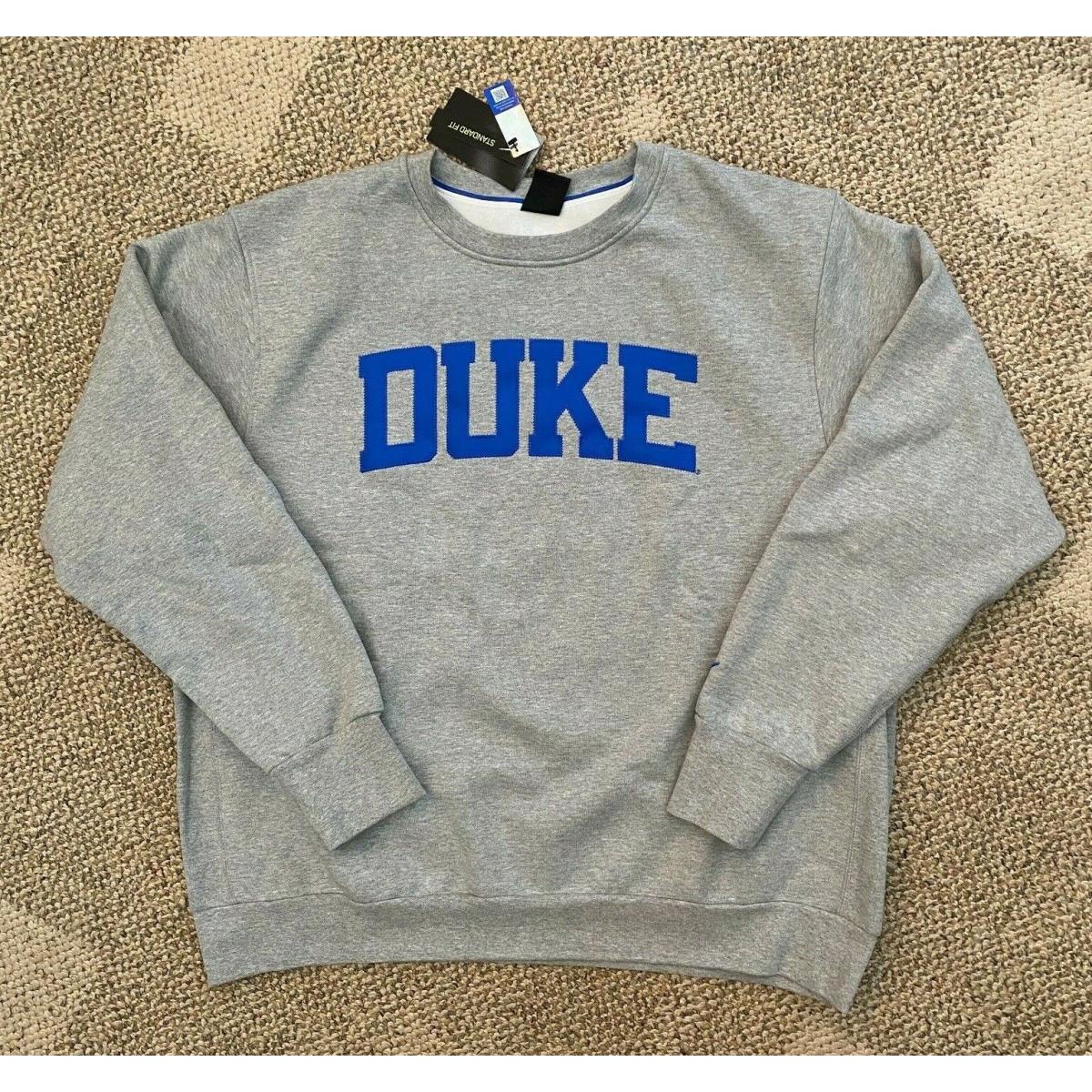Men`s Size XL Nike Long Sleeve Crew Sweatshirt Gray Blue Duke Blue Devils Ncaa