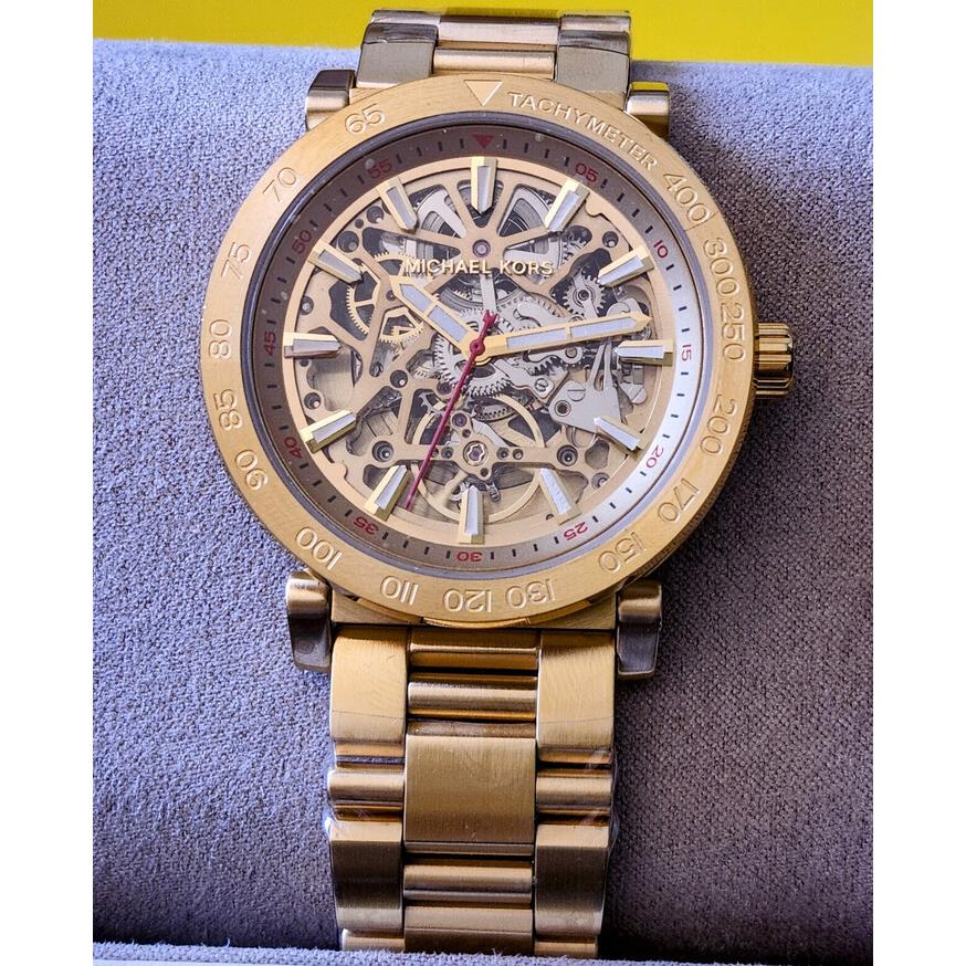 Michael Kors Greer Gold Mens Automatic Skeleton Watch MK9035