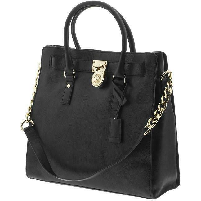 michael kors black purse with gold lock