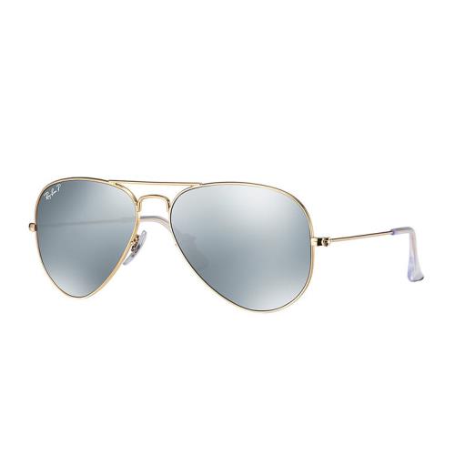 Ray-ban Aviator Polarized Mirrored Grey Lens Sunglasses RB3025 112/W3 58 - Frame: Gold, Lens: Grey