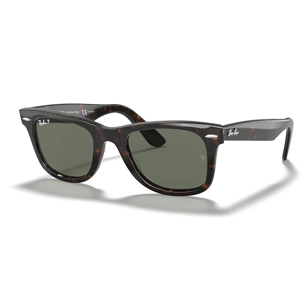 Ray-ban Wayfarer Polarized Green Lens Tortoise Sunglasses RB2140 902/58 50 - Frame: Brown, Lens: Green