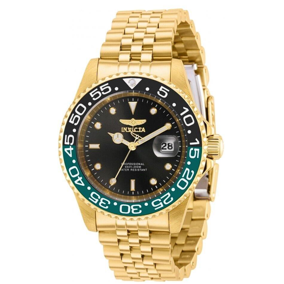 Invicta Pro Diver Men`s 40mm Black Blue Classic Gold Stainless Watch 36043