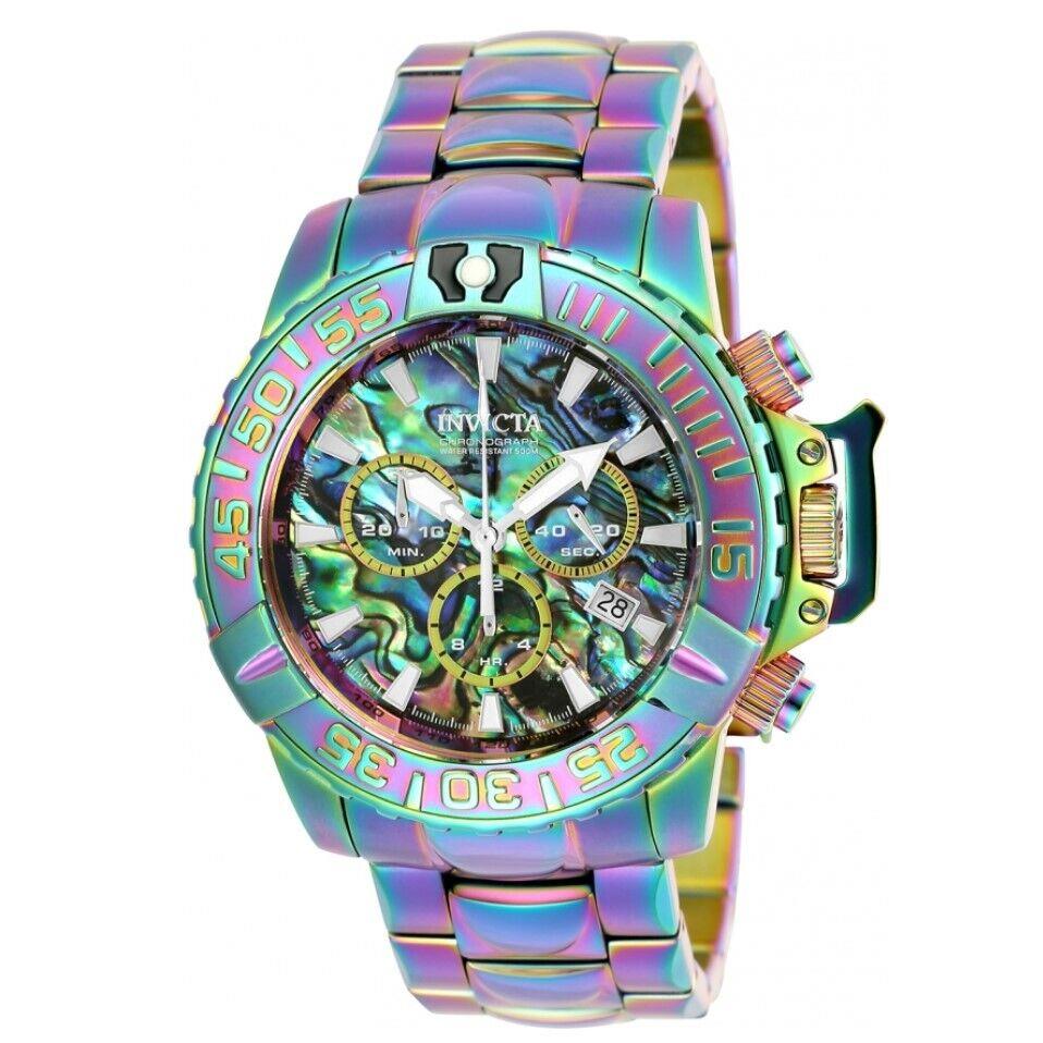 Invicta Subaqua Men`s 47mm Rainbow Iridescent Abalone Swiss Chrono Watch 25179