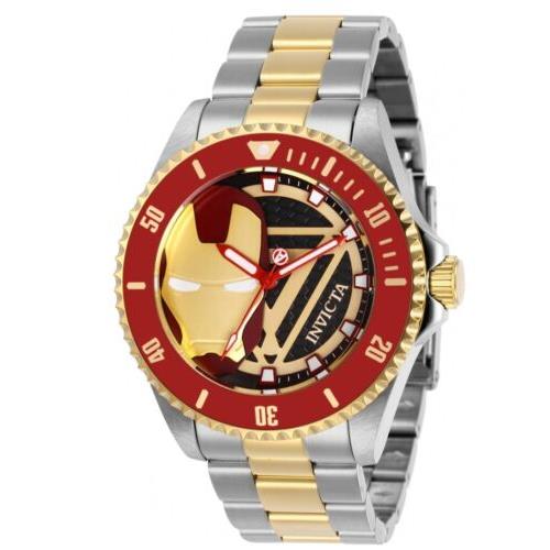 Invicta Marvel Ironman Men`s 44mm Limited Edition Quartz Watch 29679 - Black Dial, Gold Band, Gold Bezel
