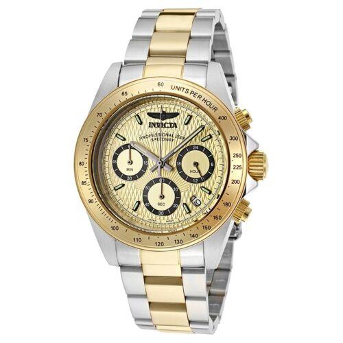 Invicta 14930 Mens Speedway Chrono Gold Dial Two Tone Steel Watch - Yellow Dial, Silver, gold Band