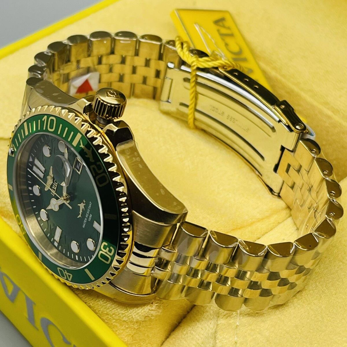 Invicta watch Pro Diver - Green Dial, Gold Band, Gold Bezel