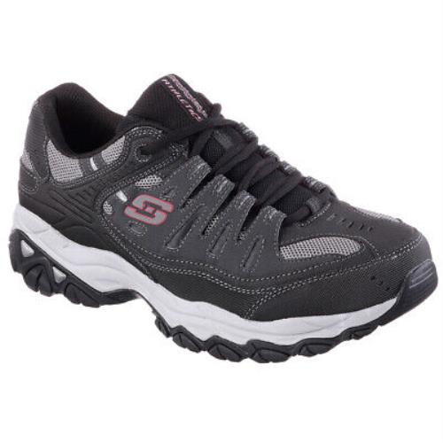 Skechers Men`s After Burn - Memory Fit Shoes Extra Wide Width - GREY/RED