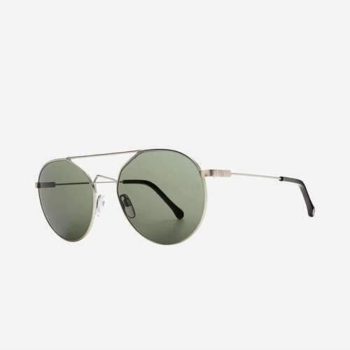 Electric Montauk Matte Silver Frame w Grey Round Lenses Aviator Sunglasses