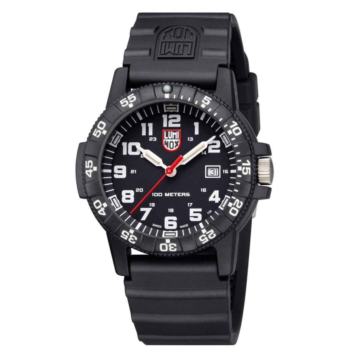 Luminox Men`s Watch Sea Turtle Giant Quartz Black Carbon Case Rubber Strap 0321