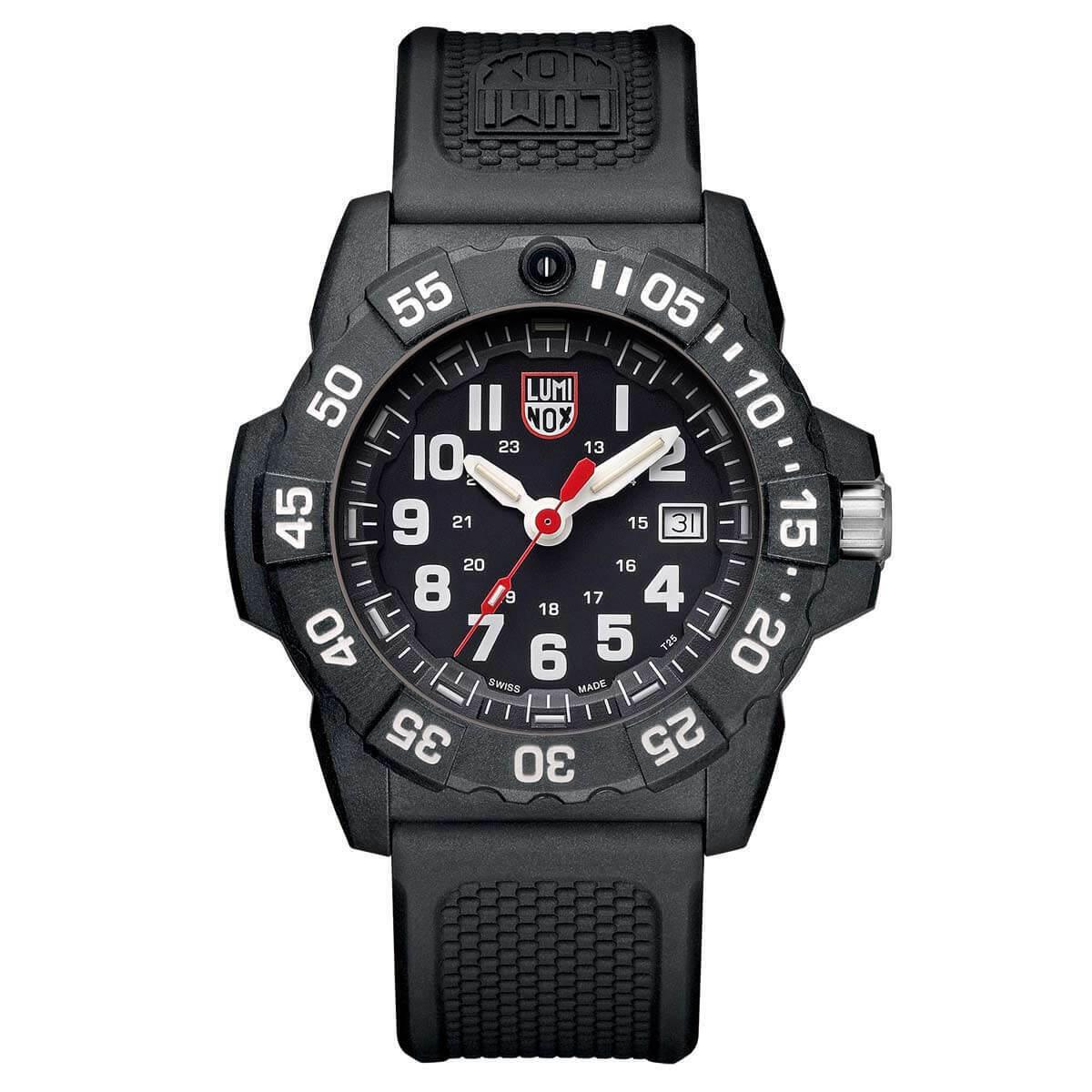 Luminox Men`s Watch Navy Seal 3500 Series Quartz Black Rubber Strap Dive 3501