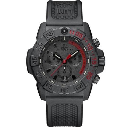Luminox Men`s Watch Navy Seal Carbonox Case Black and Red Dial Strap 3581.EY
