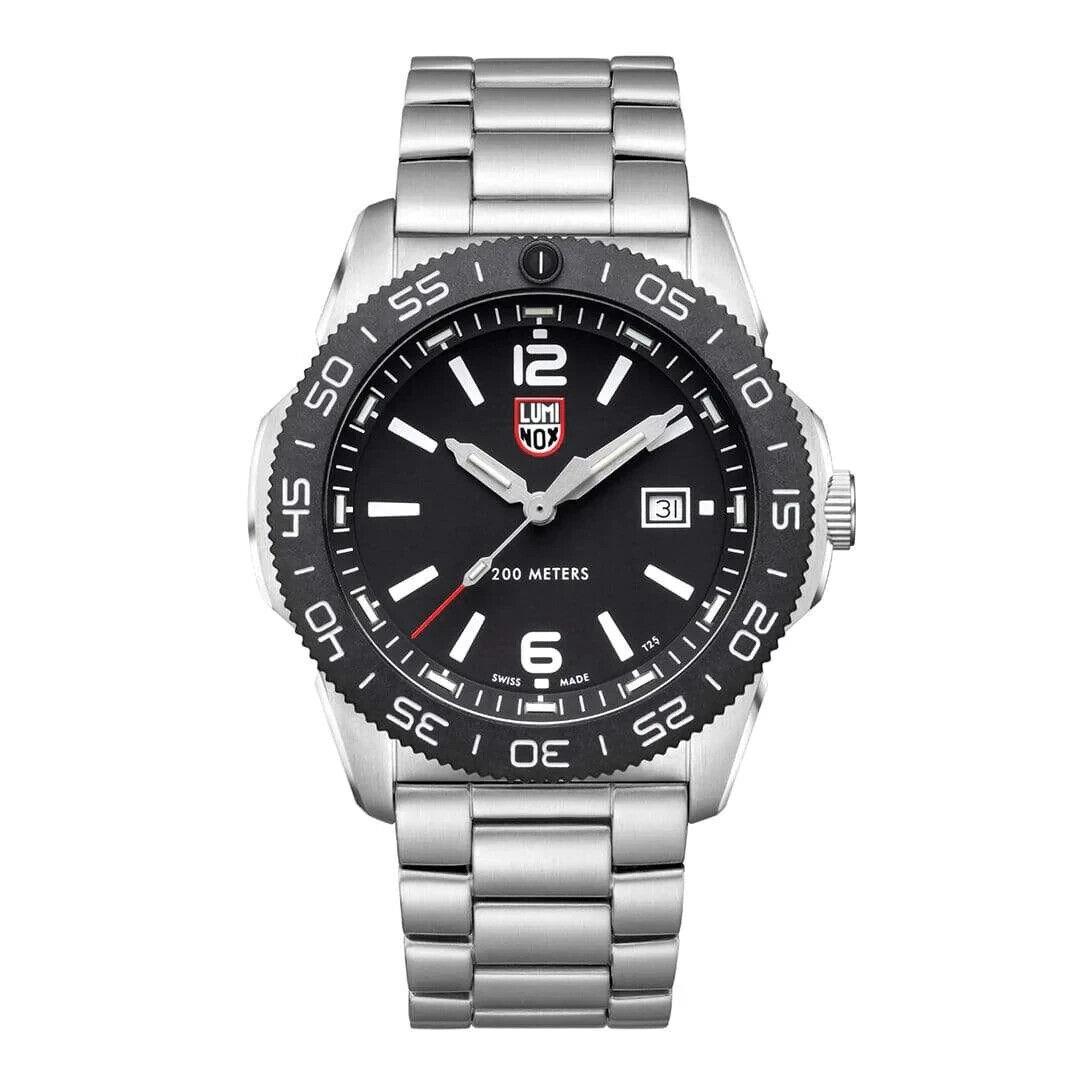 Luminox Pacific Diver XS.3122 Men`s Watch Black Dial Stainless Steel Strap - Dial: Black, Band: Silver, Bezel: Black