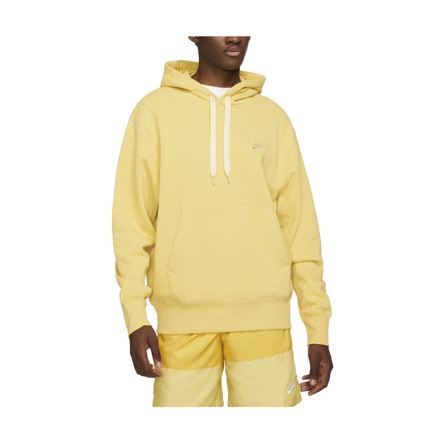 Nike Sportswear Men`s Classic Fleece Pullover Hoodie Saturn Gold DA0023-700
