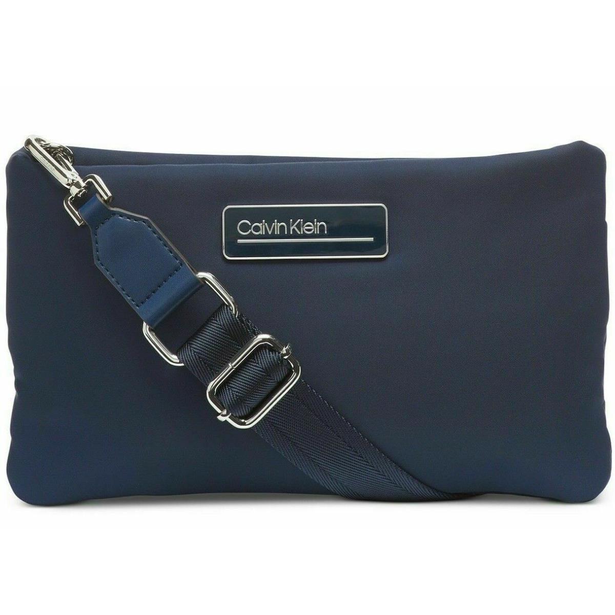 Calvin Klein Jaina Crossbody Nylon Mini Silver Shoulder-bag Navy Blue Top-zipnwt