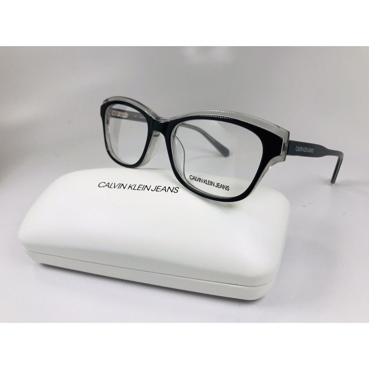 Calvin Klein Jeans CKJ19514 076 Black Crystal Smoke Eyeglasses 53mm W/case