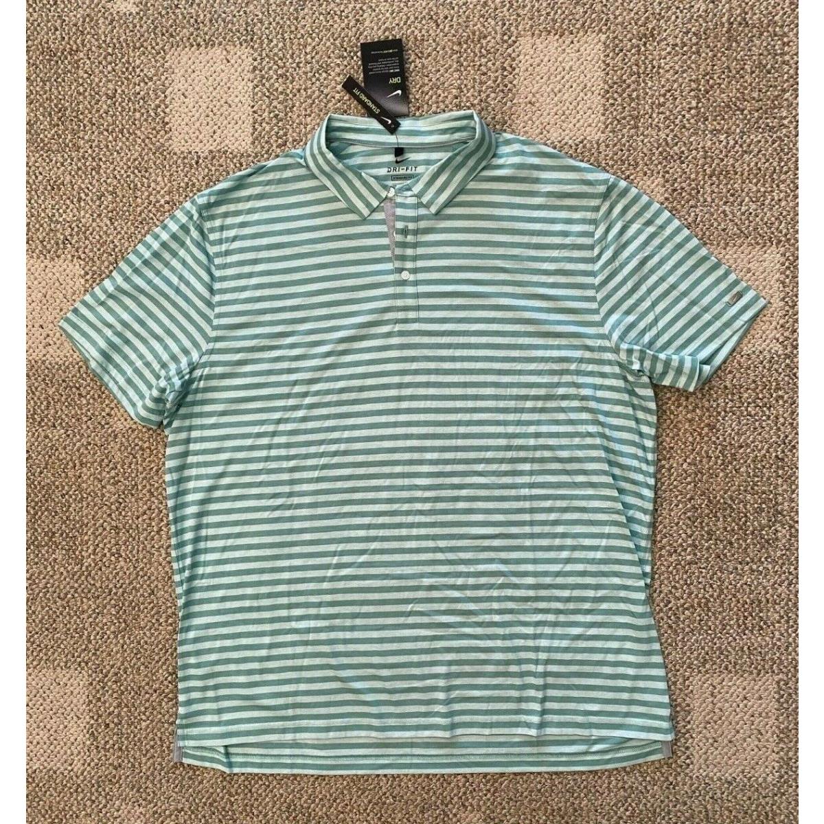 Mens Xxl 2XL Nike Dry Player Striped Golf Polo Shirt Green Stripe CU9862-316